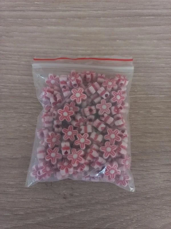 Lot De Perles Acrylique Rose Foncé "Fleur"